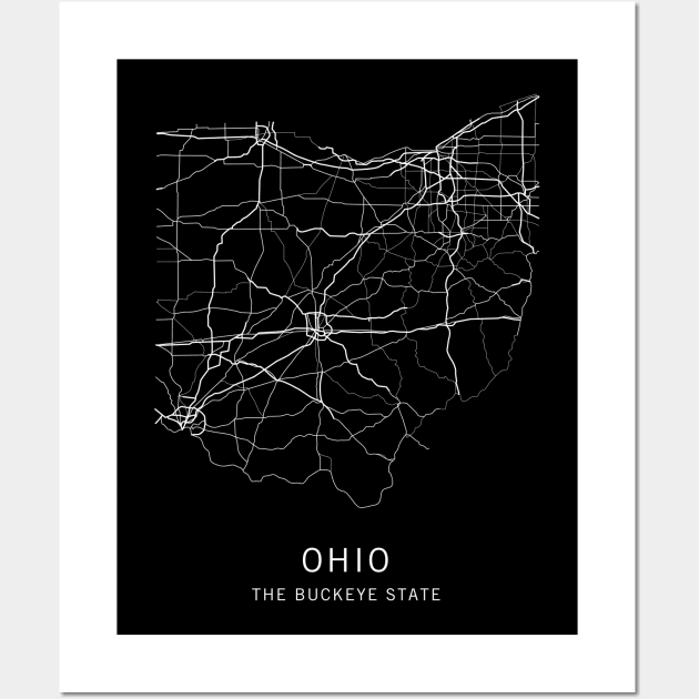 Ohio State Road Map Wall Art by ClarkStreetPress